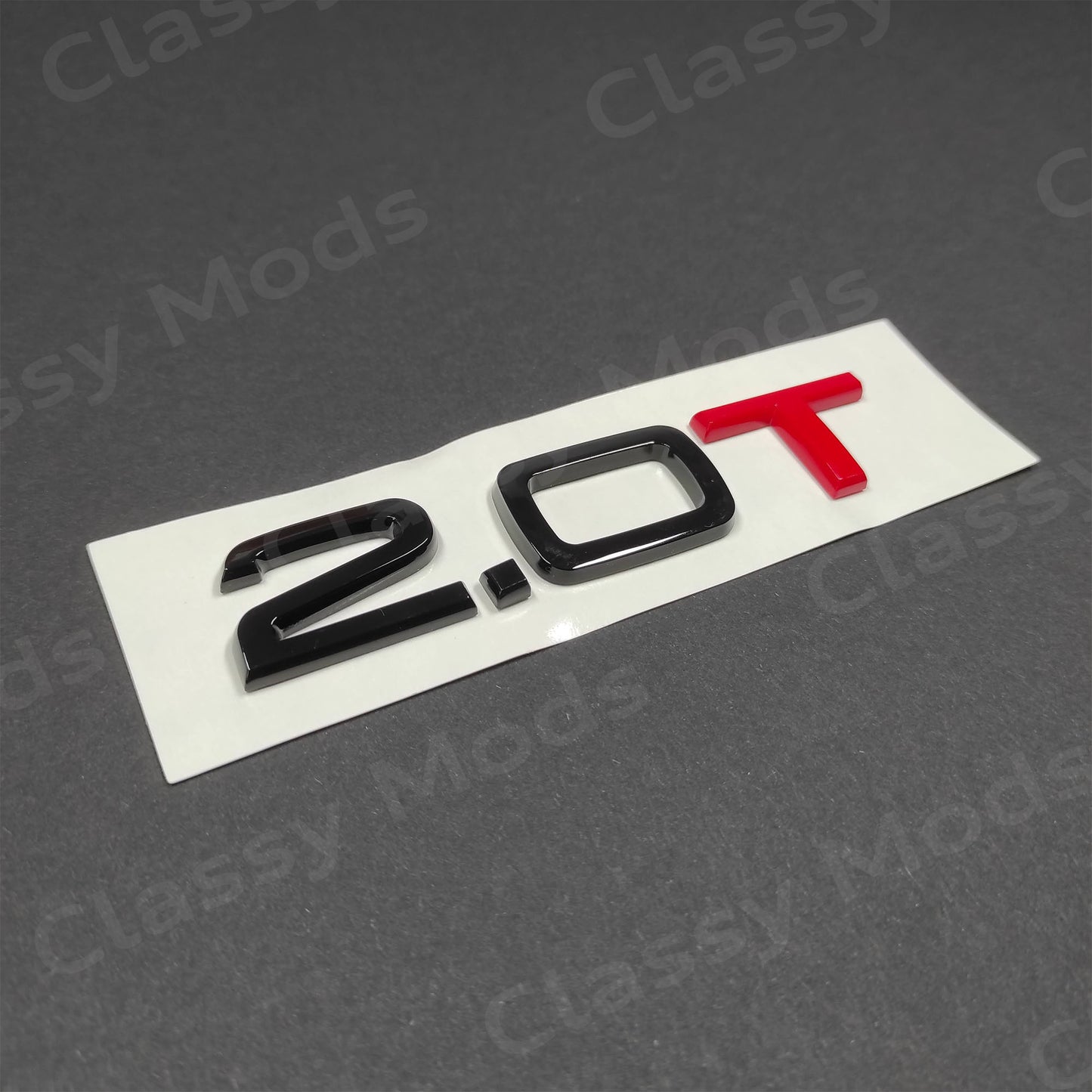 Audi 2.0 "Red" T Gloss Black Rear Emblem Badge