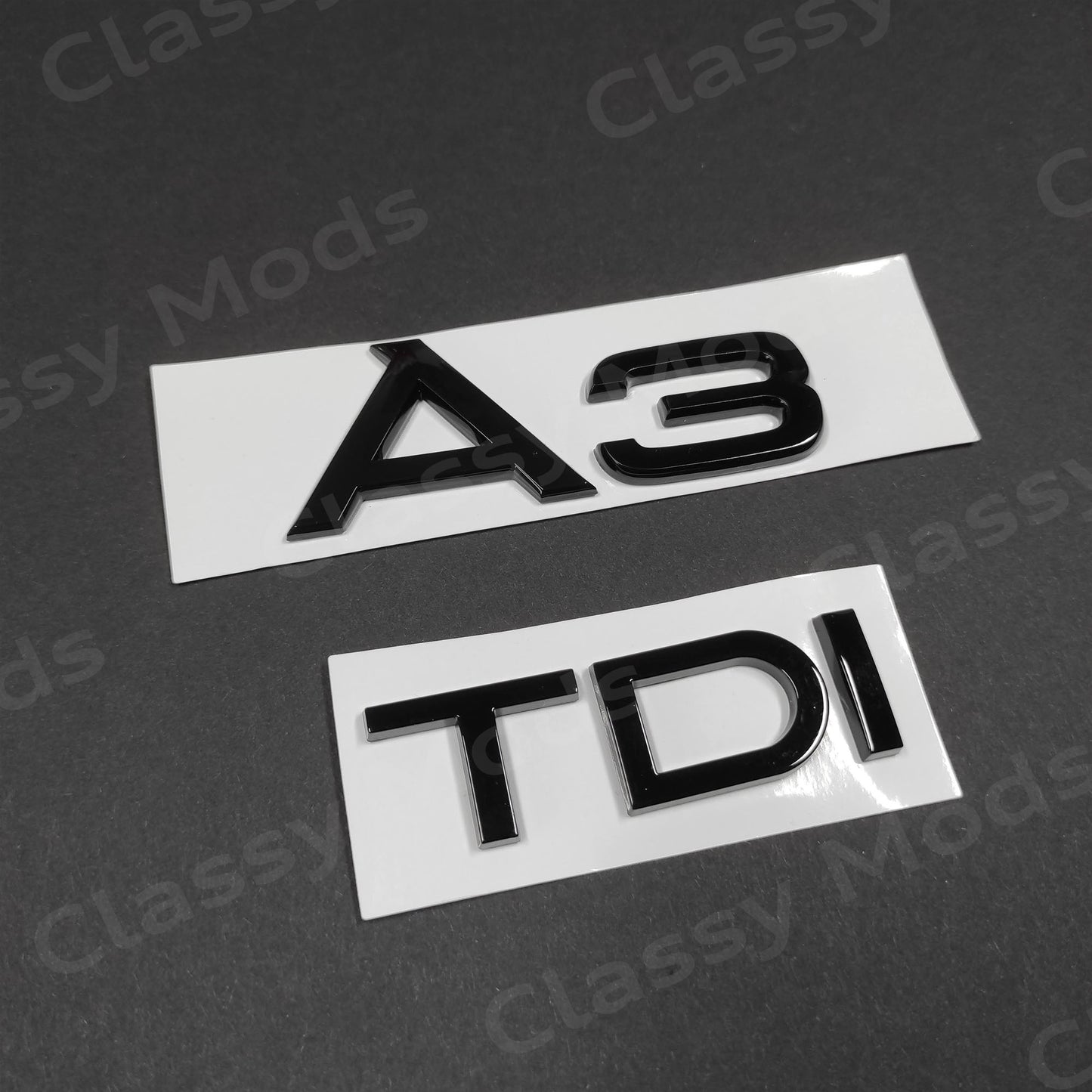 Audi A3 TDI Gloss Black Rear Badges
