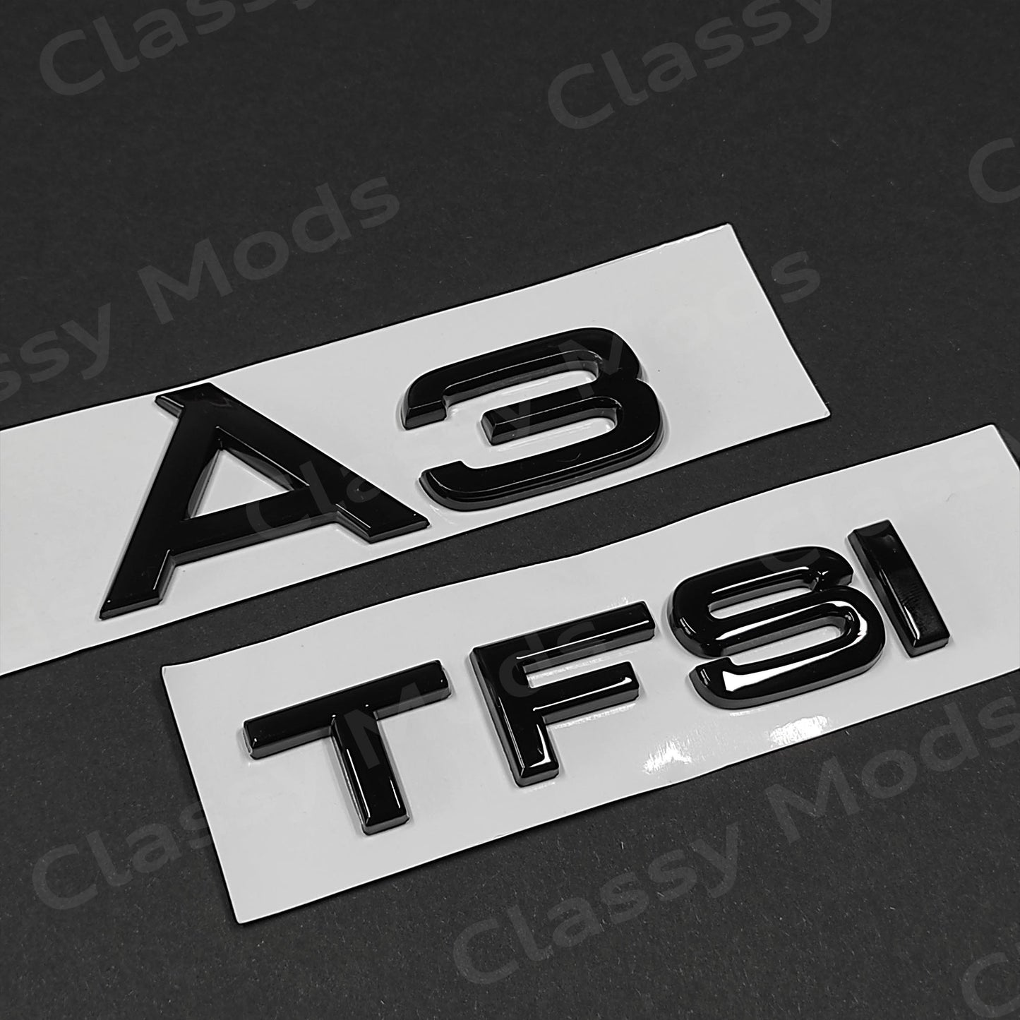 Audi A3 TFSI Gloss Black Rear Badges