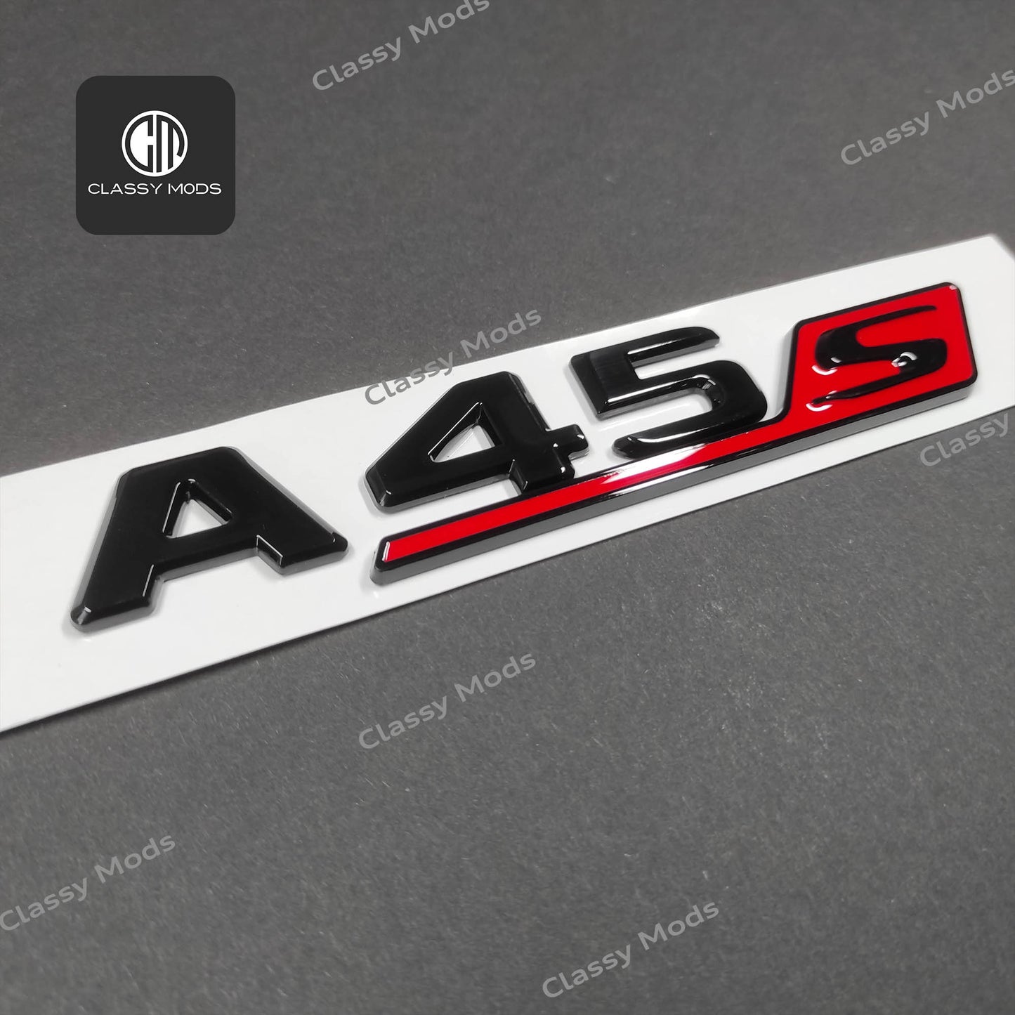 A45s Gloss Black/Red Rear Tailgate Emblem Badge