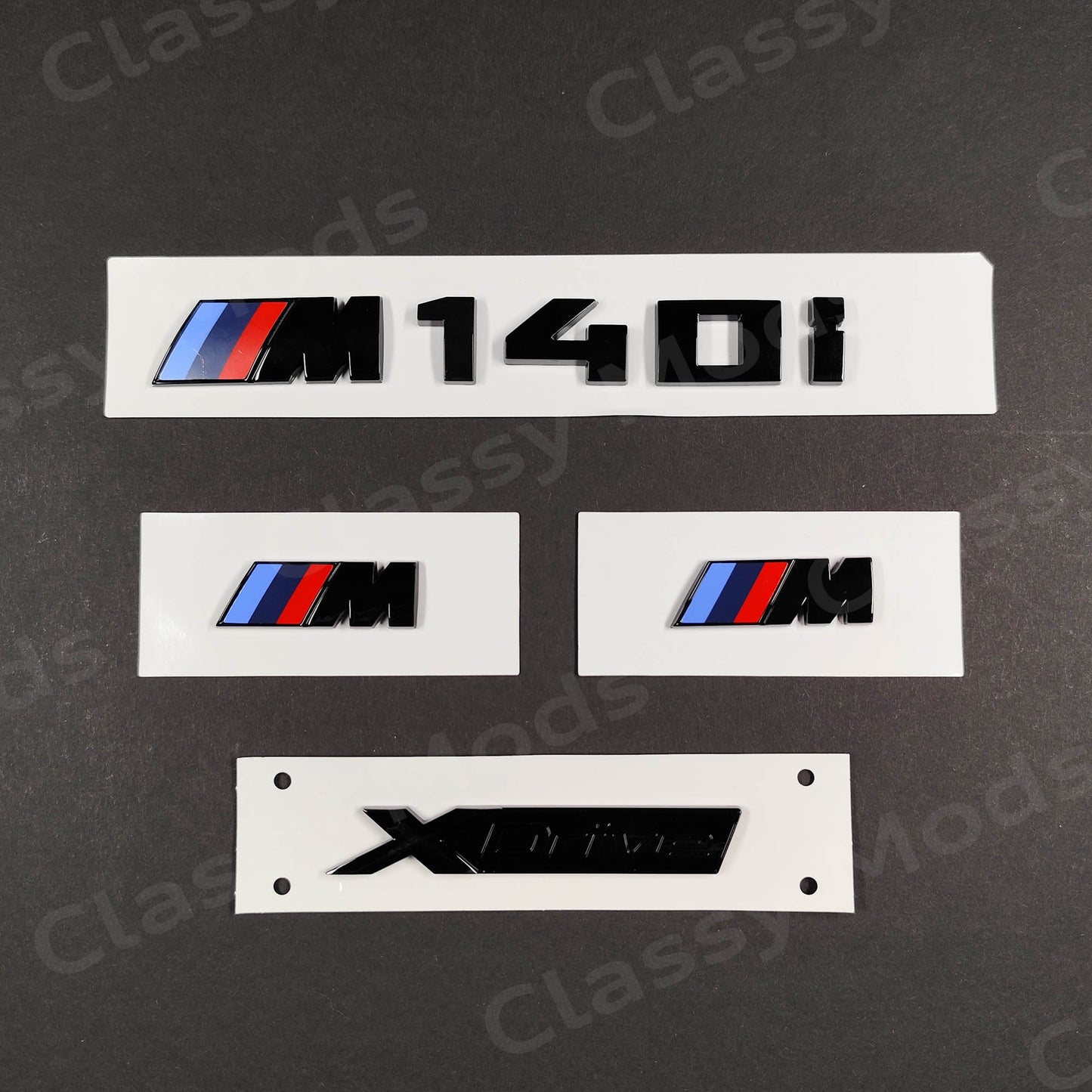 BMW M140i Gloss Black Badges Set