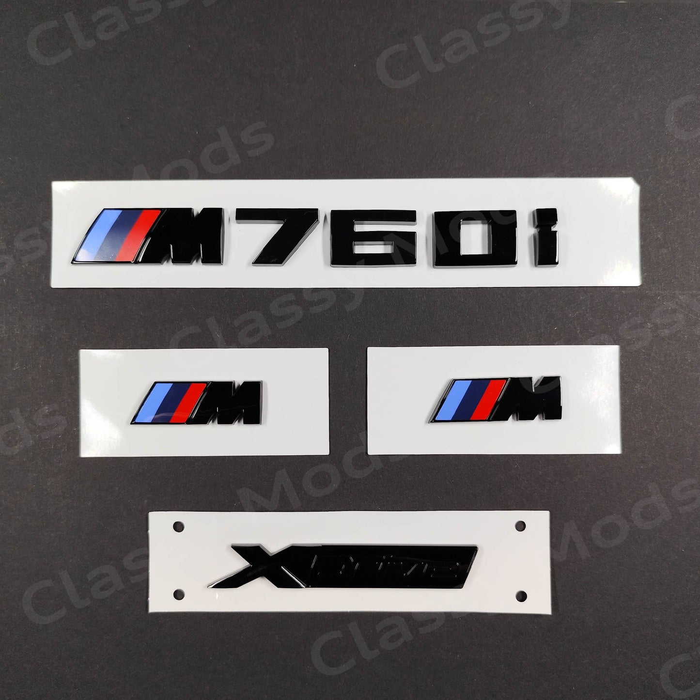 BMW M760i Gloss Black Badges Set