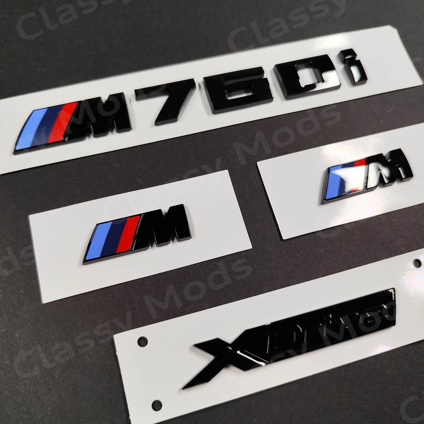 BMW M760i Gloss Black Badges Set