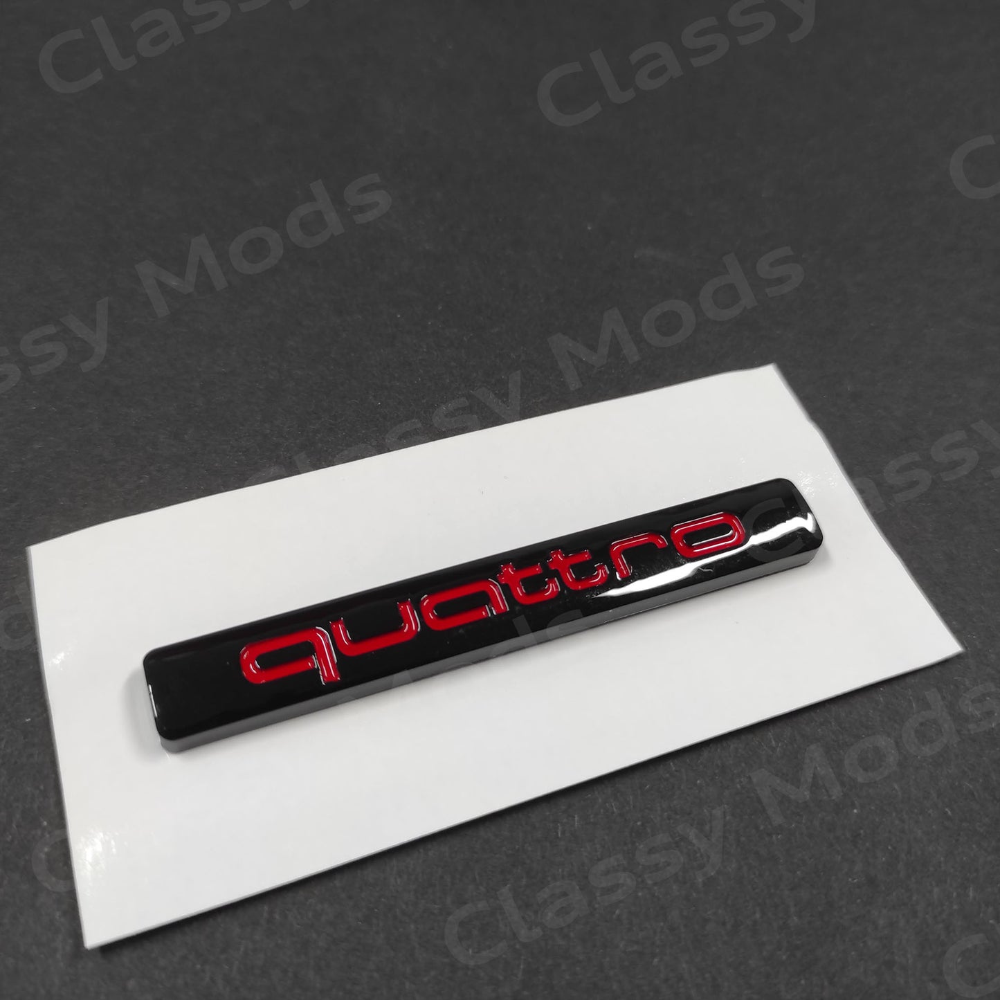 Quattro Gloss Black/Red 76mm Rear Emblem Badge