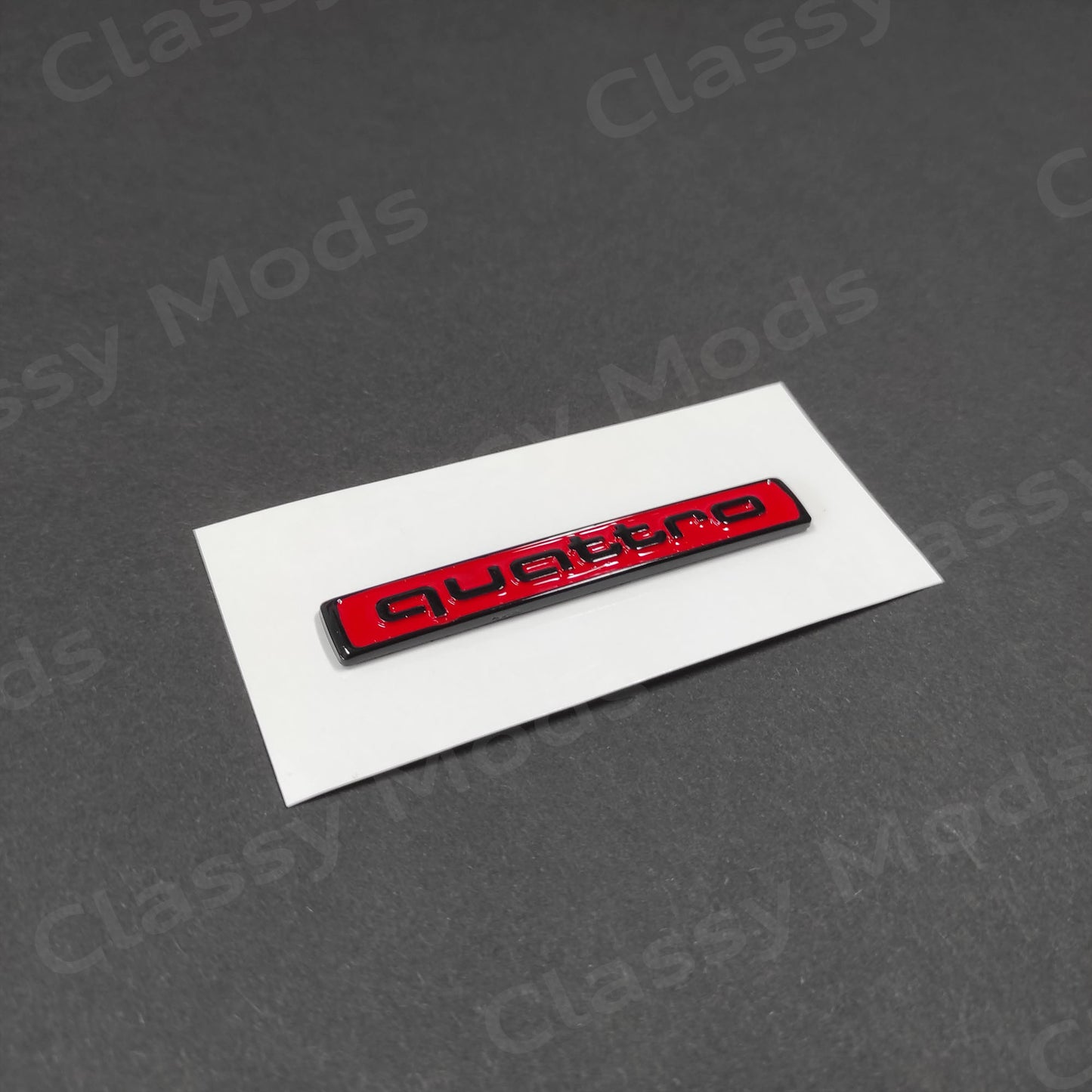 Quattro Gloss Red Modified 66mm Rear Emblem Badge