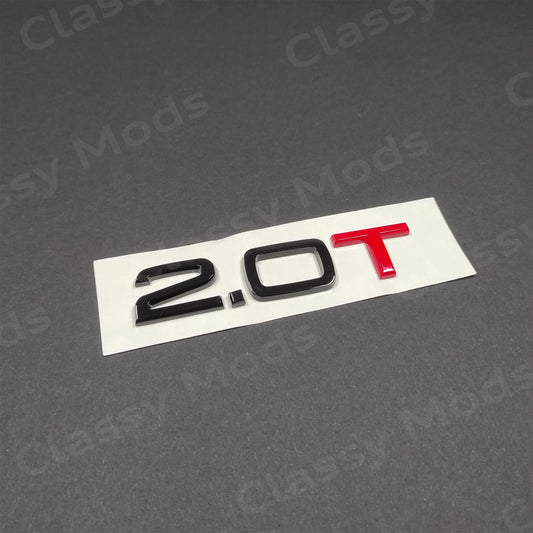 Audi 2.0 "Red" T Gloss Black Rear Emblem Badge