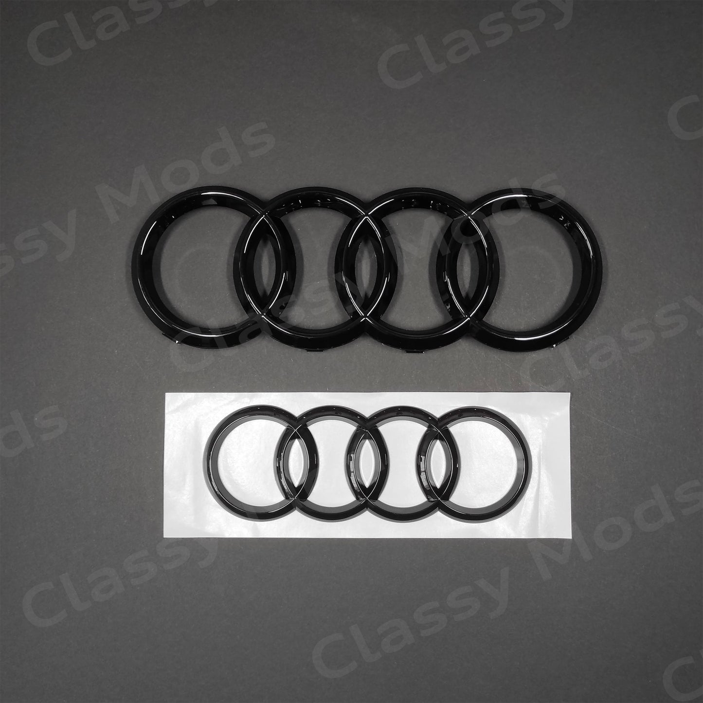 Audi Rings Front Grill & Rear Emblem Gloss Black A3 A4 S4 A5