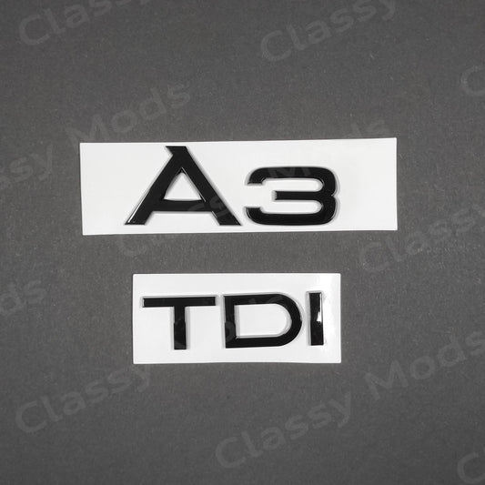 Audi A3 TDI Gloss Black Rear Badges