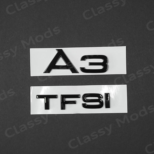 Audi A3 TFSI Gloss Black Rear Badges