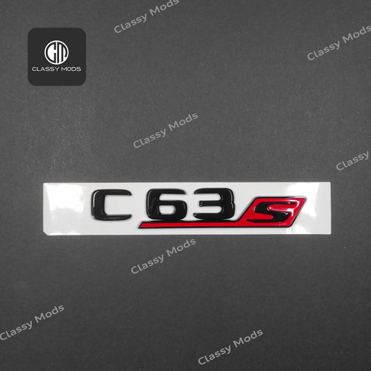 C63s Gloss Black/Red Rear Tailgate Emblem Badge