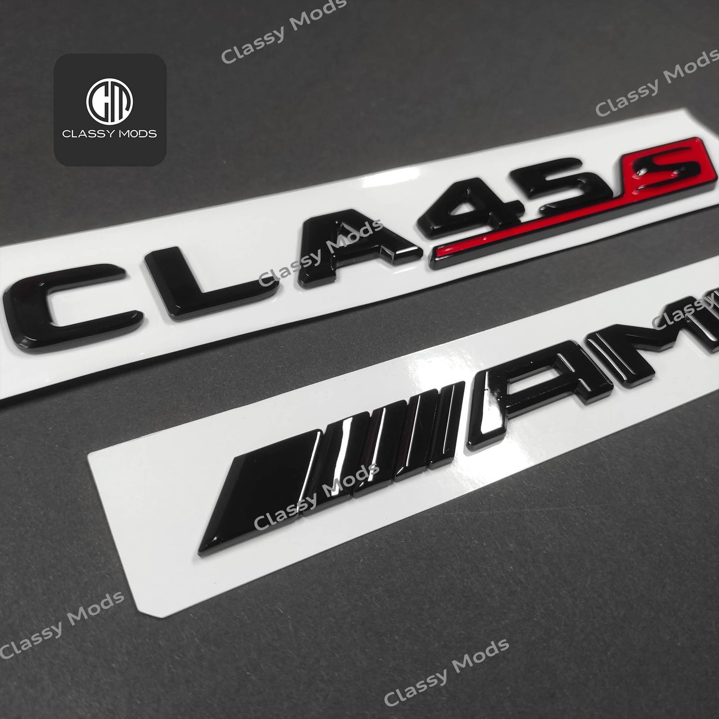 CLA45s AMG Gloss Black Rear Tailgate Emblem Badges