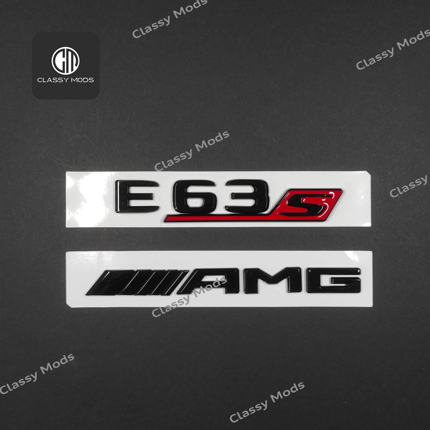 E63s AMG Gloss Black Rear Tailgate Emblem Badges