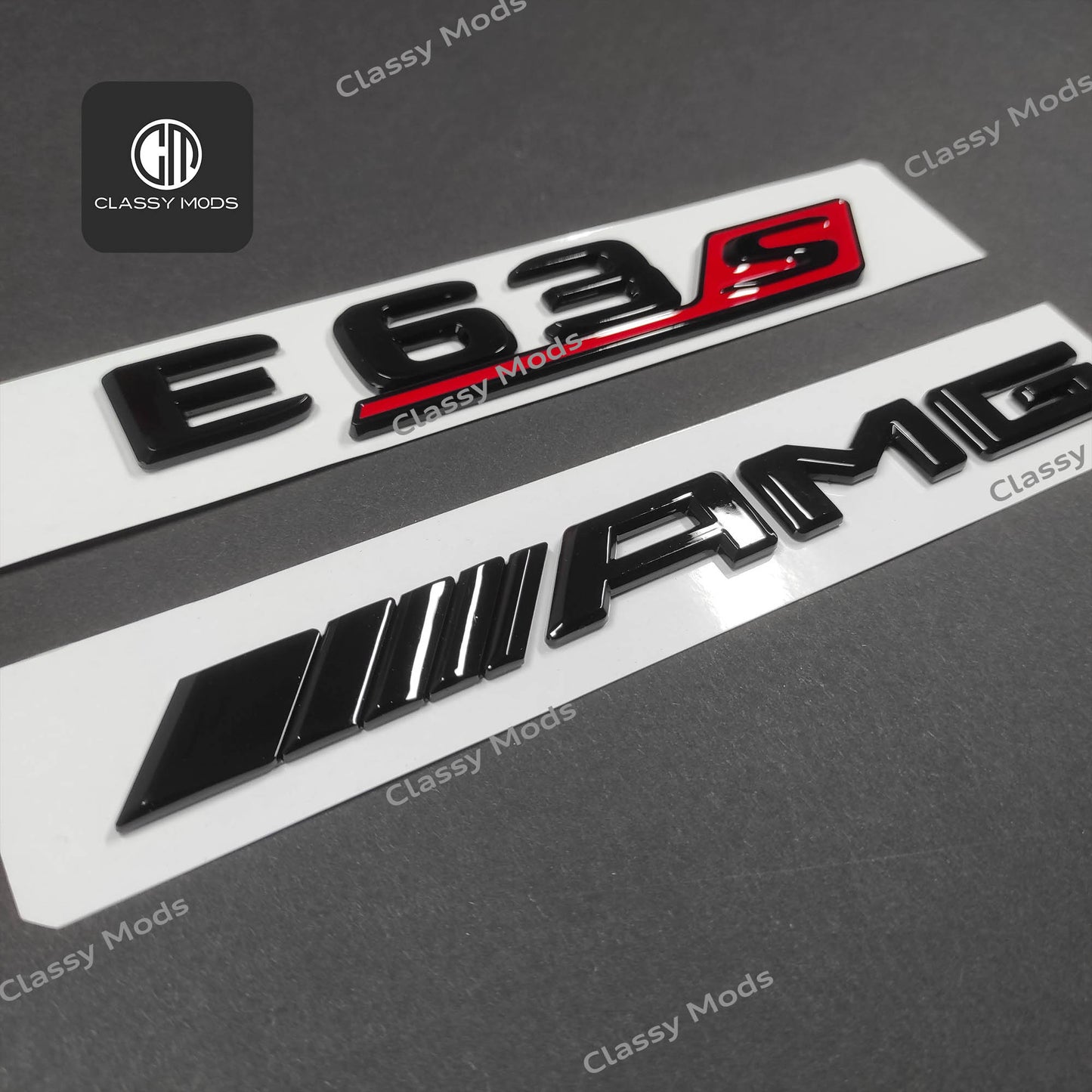 E63s AMG Gloss Black Rear Tailgate Emblem Badges