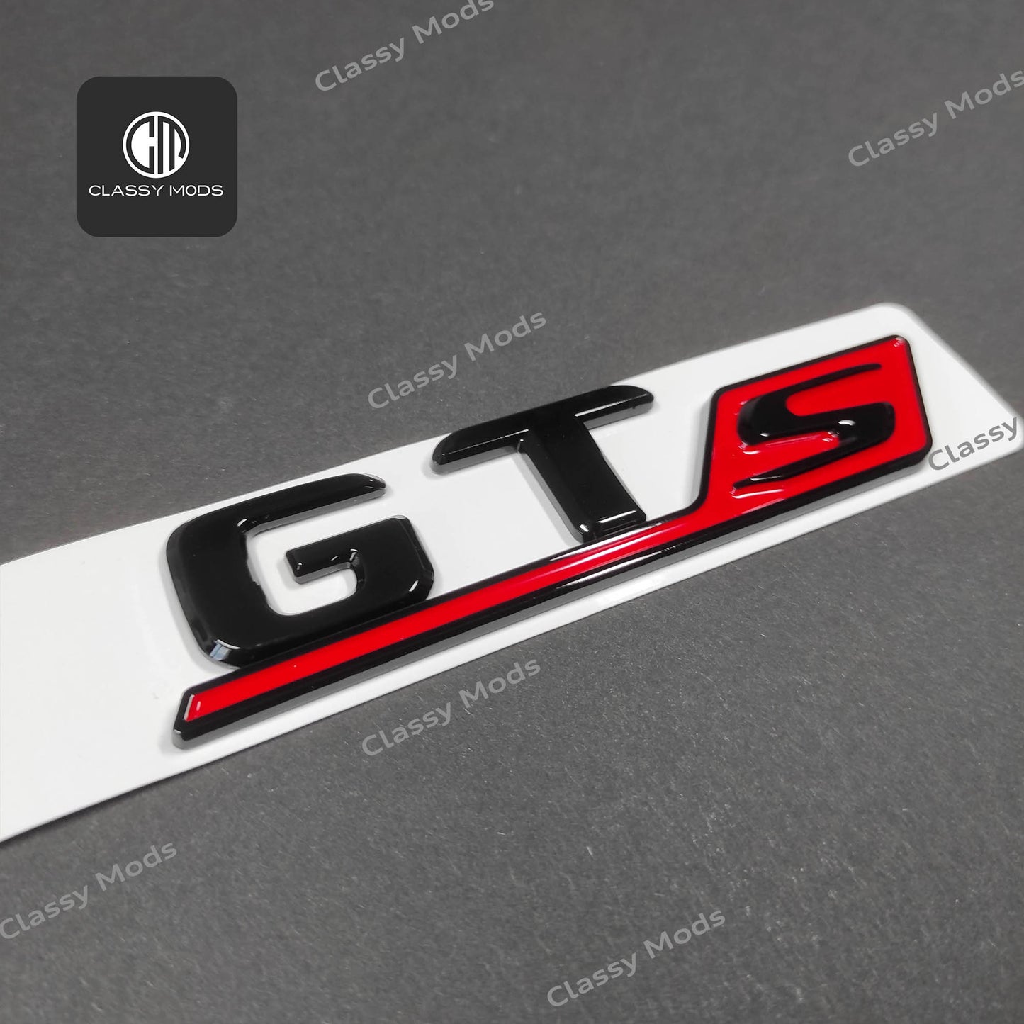 GTs Gloss Black/Red Rear Tailgate Emblem Badge