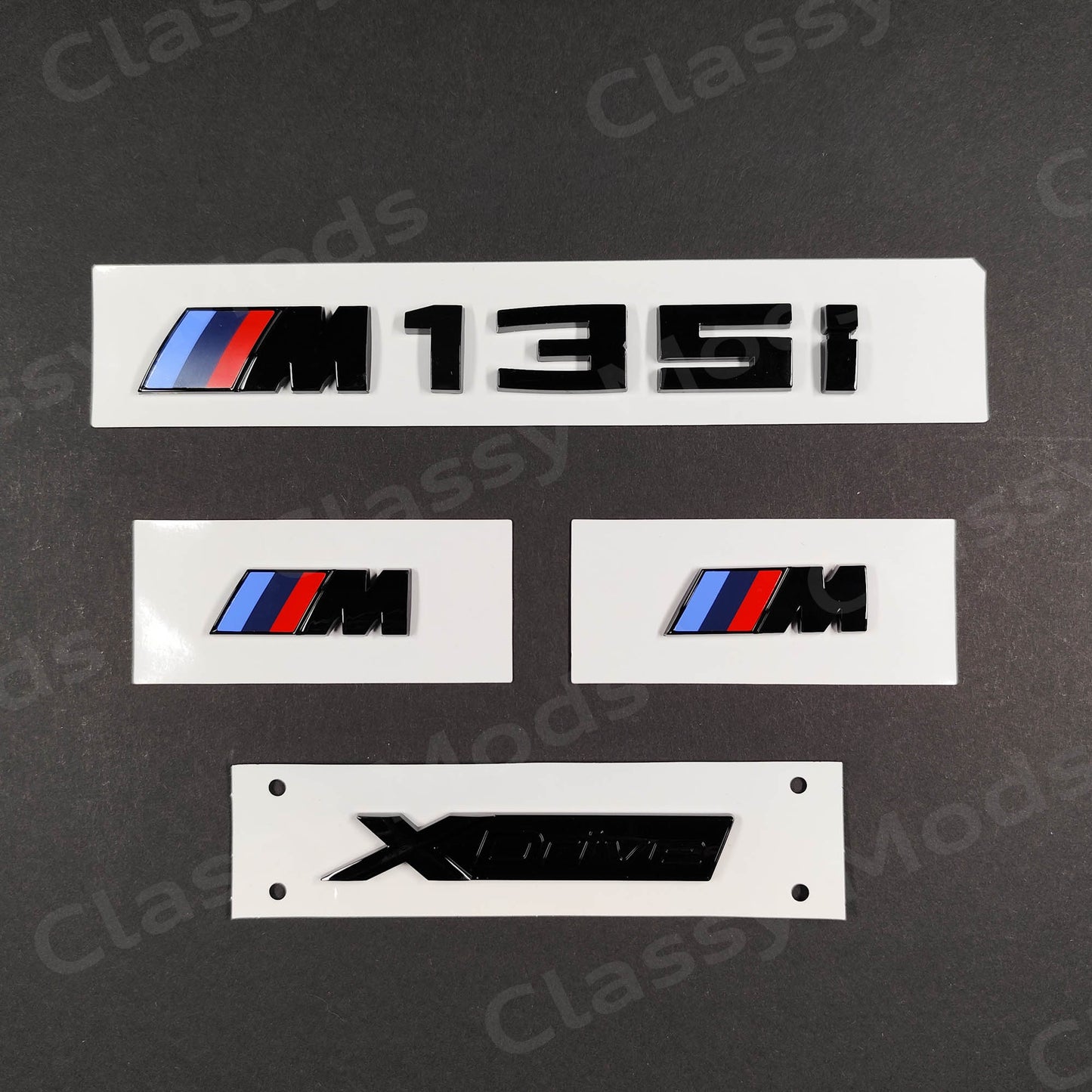 BMW M135i Gloss Black Badges Set