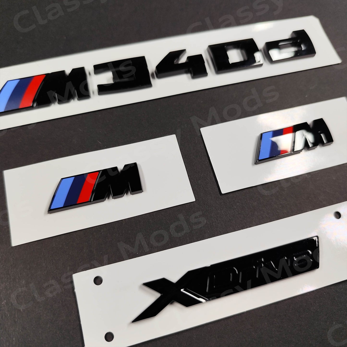 BMW M340d Gloss Black Badges Set