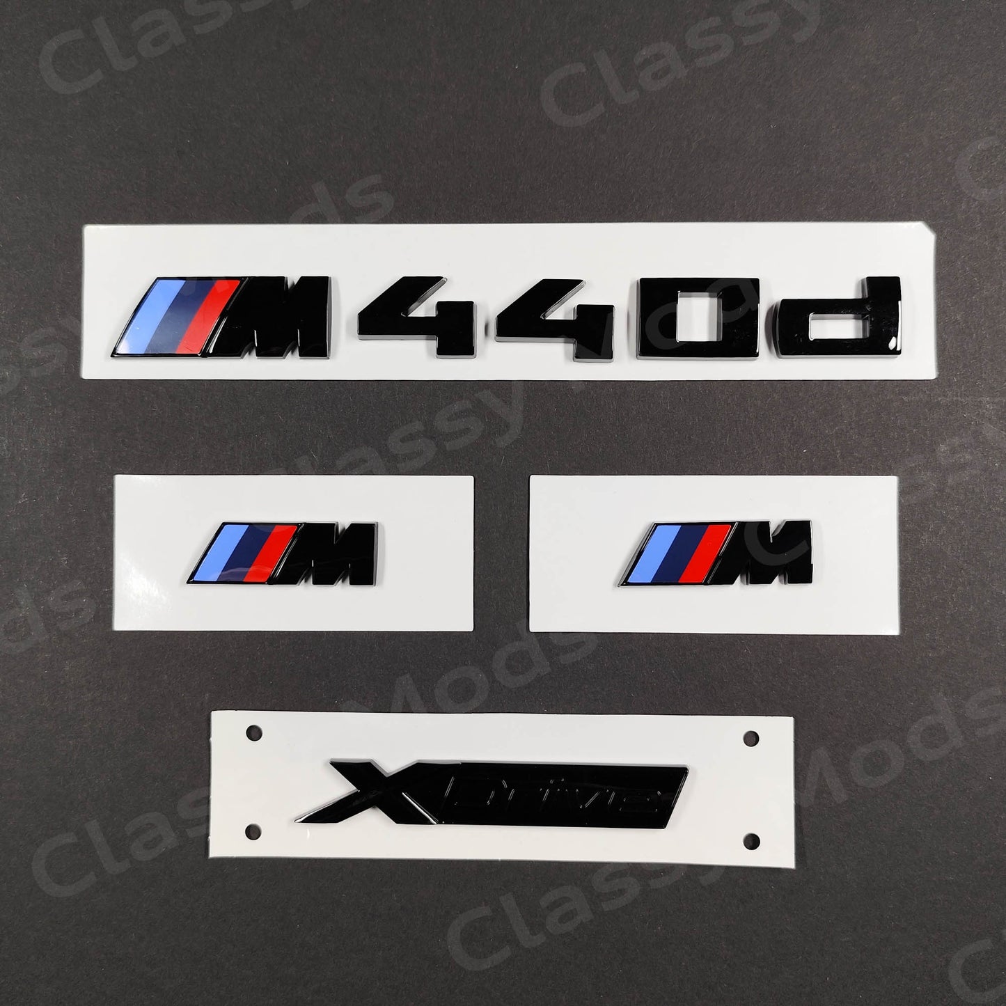 BMW M440d Gloss Black Badges Set