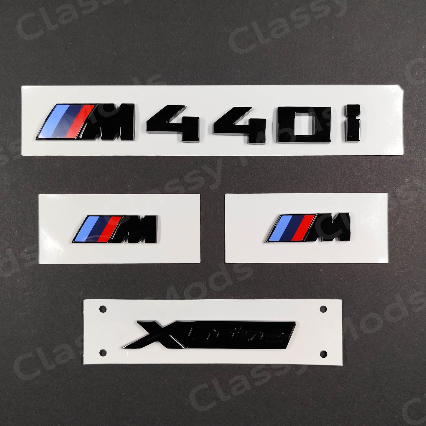 BMW M440i Gloss Black Badges Set