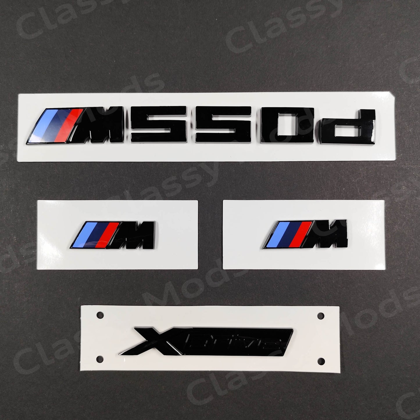 BMW M550d Gloss Black Badges Set