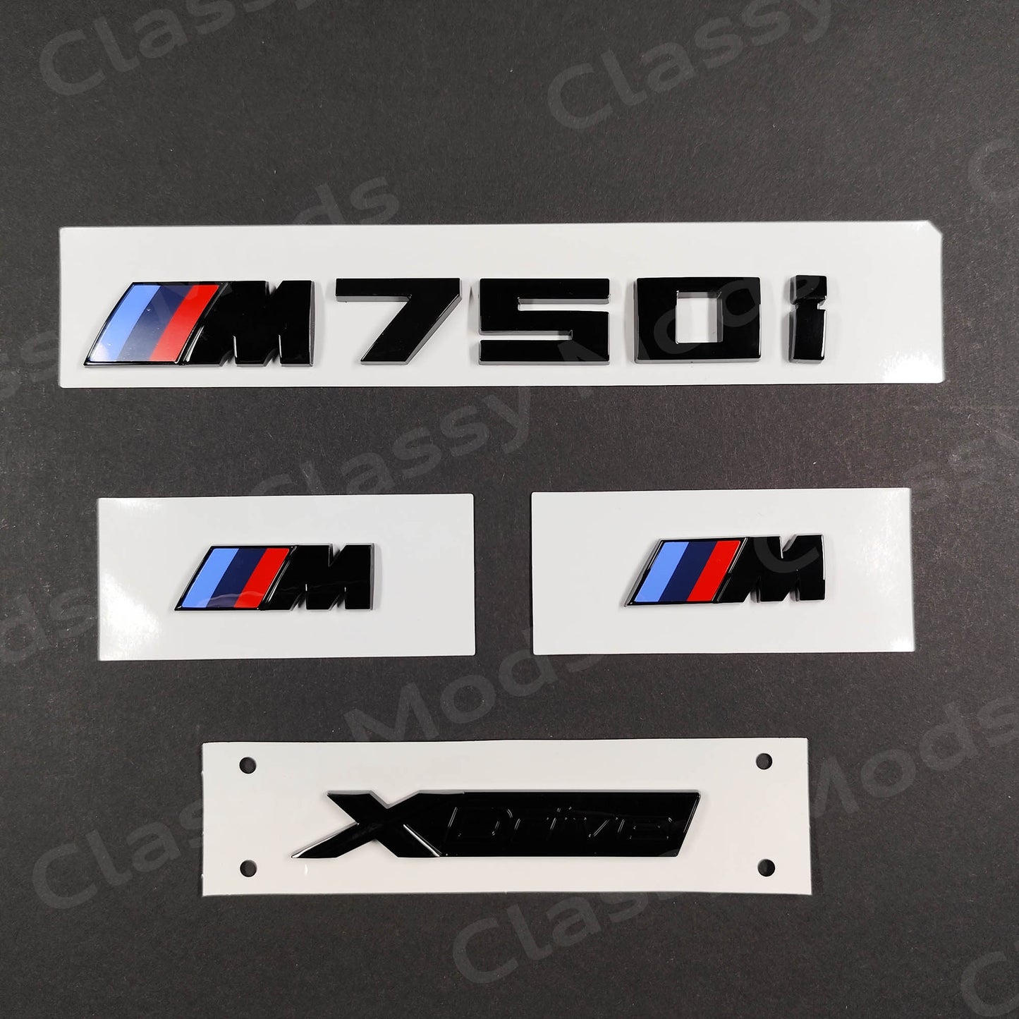 BMW M750i Gloss Black Badges Set