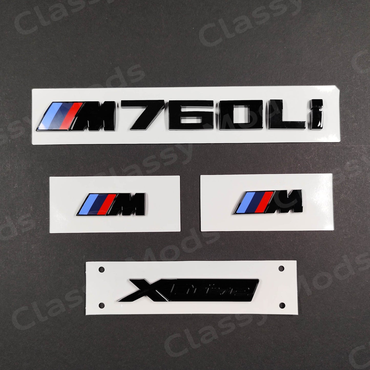 BMW M760Li Gloss Black Badges Set