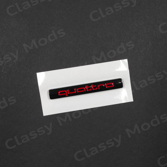 Quattro Gloss Black/Red 76mm Rear Emblem Badge