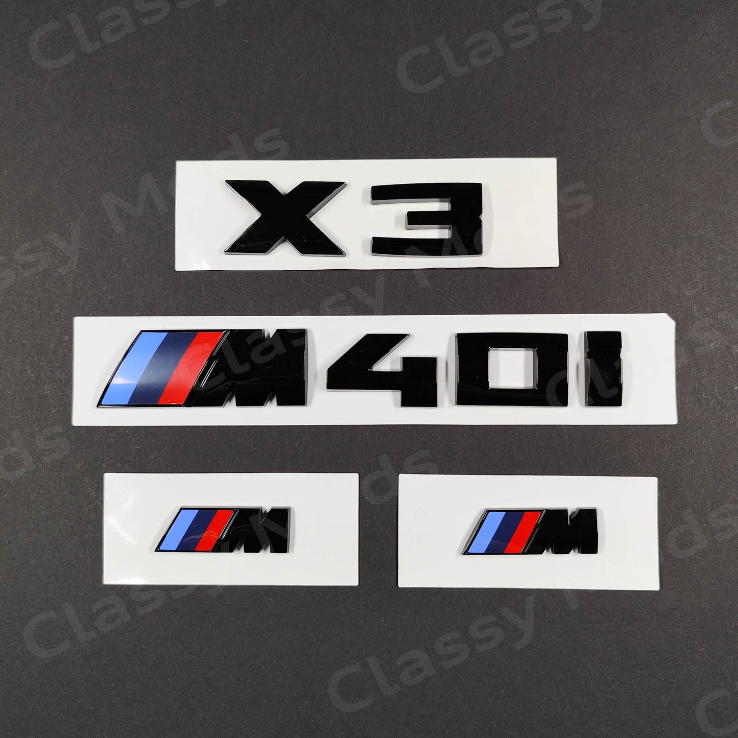 BMW X3 M40i Gloss Black Badges Set