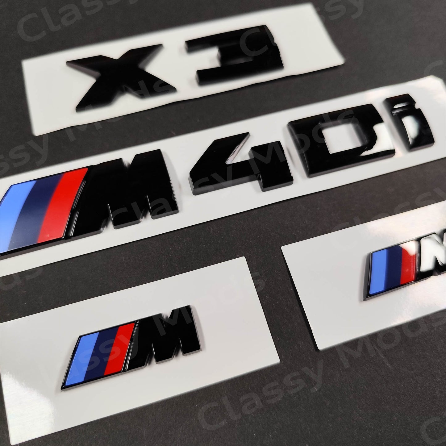 BMW X3 M40i Gloss Black Badges Set