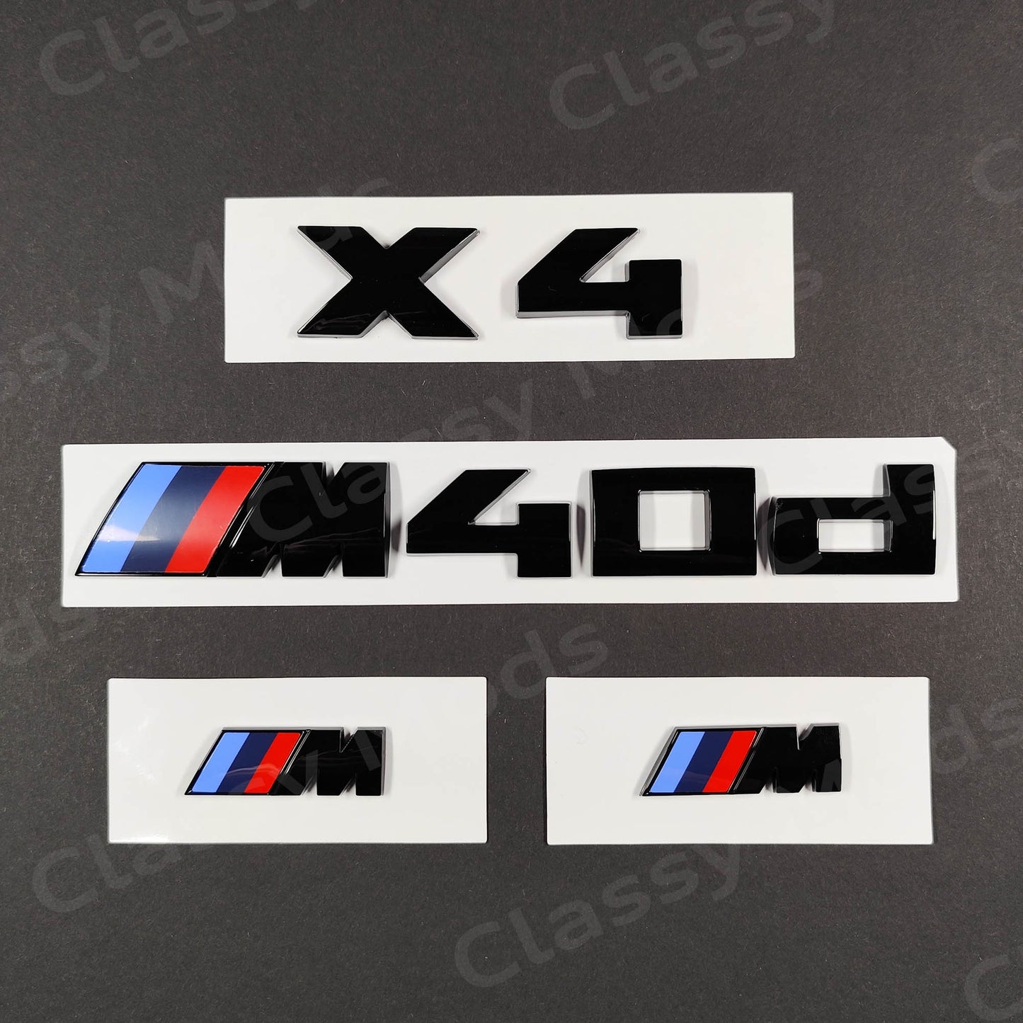 BMW X4 M40d Gloss Black Badges Set