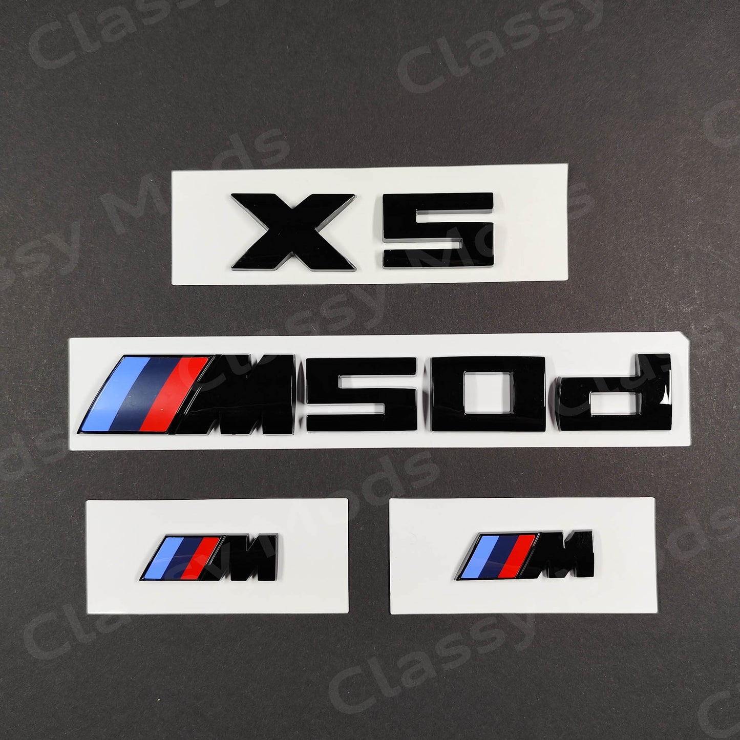 BMW X5 M50d Gloss Black Badges Set