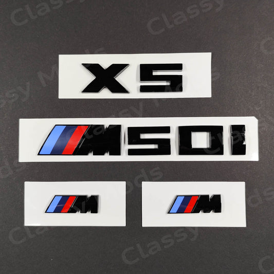 BMW X5 M50i Gloss Black Badges Set