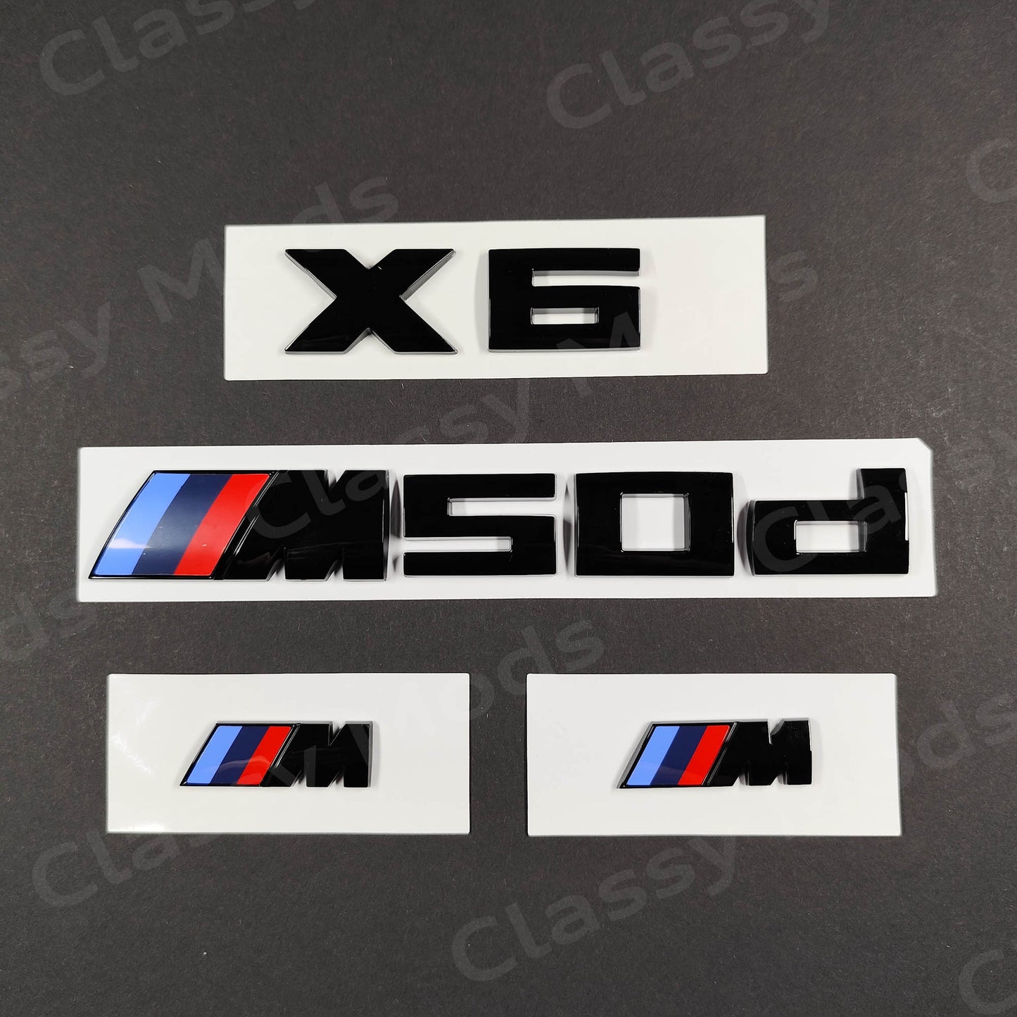 BMW X6 M50d Gloss Black Badges Set