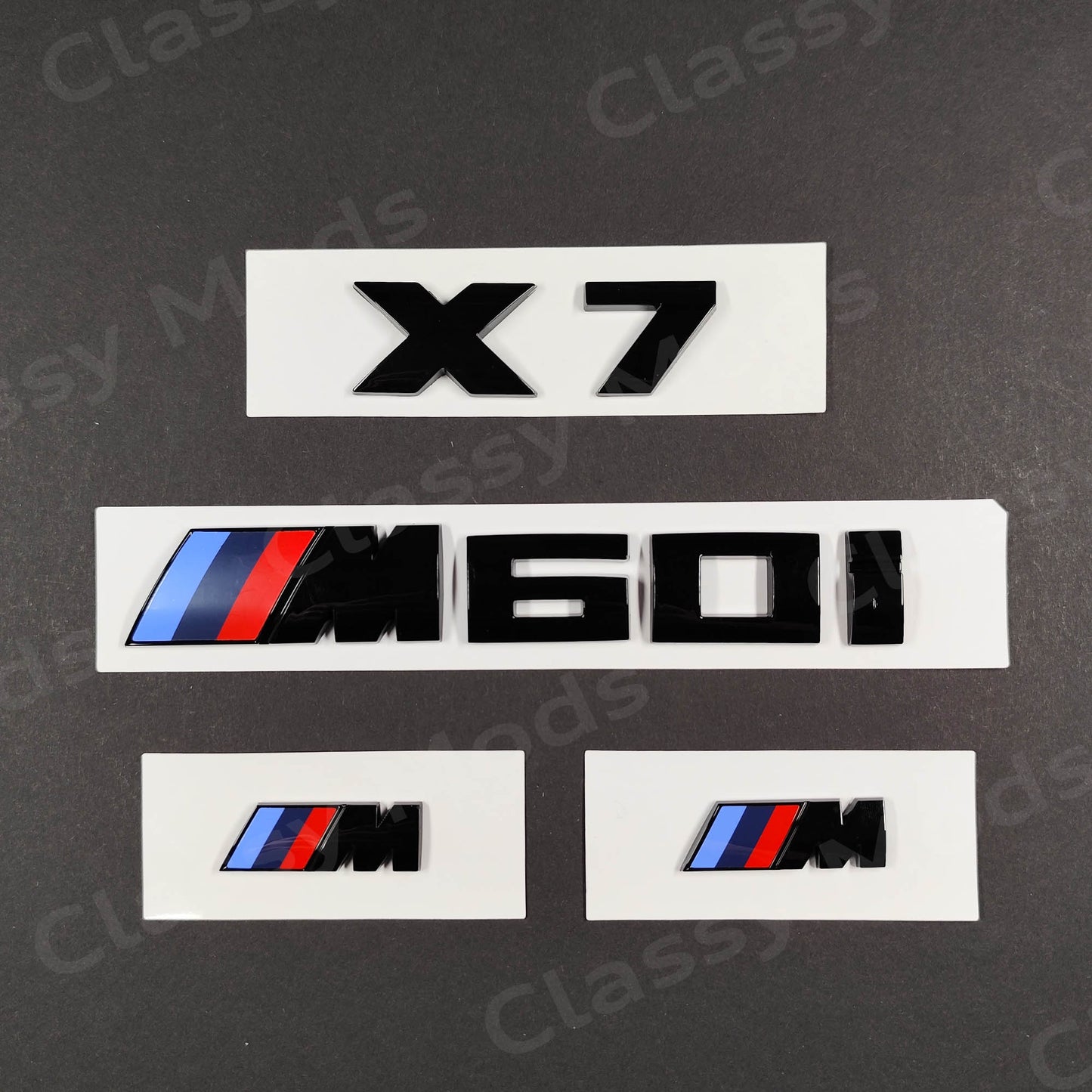 BMW X7 M60i Gloss Black Badges Set