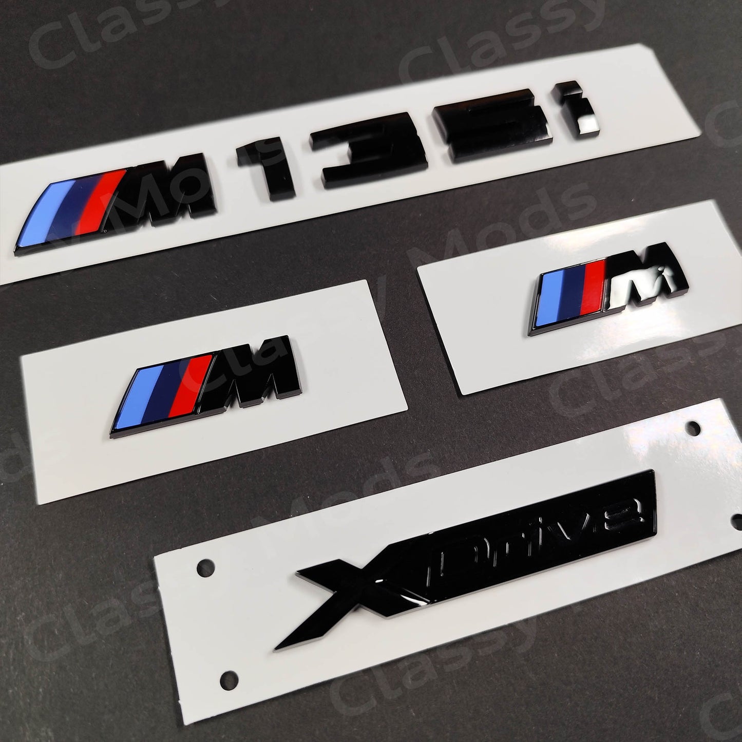 BMW M135i Gloss Black Badges Set